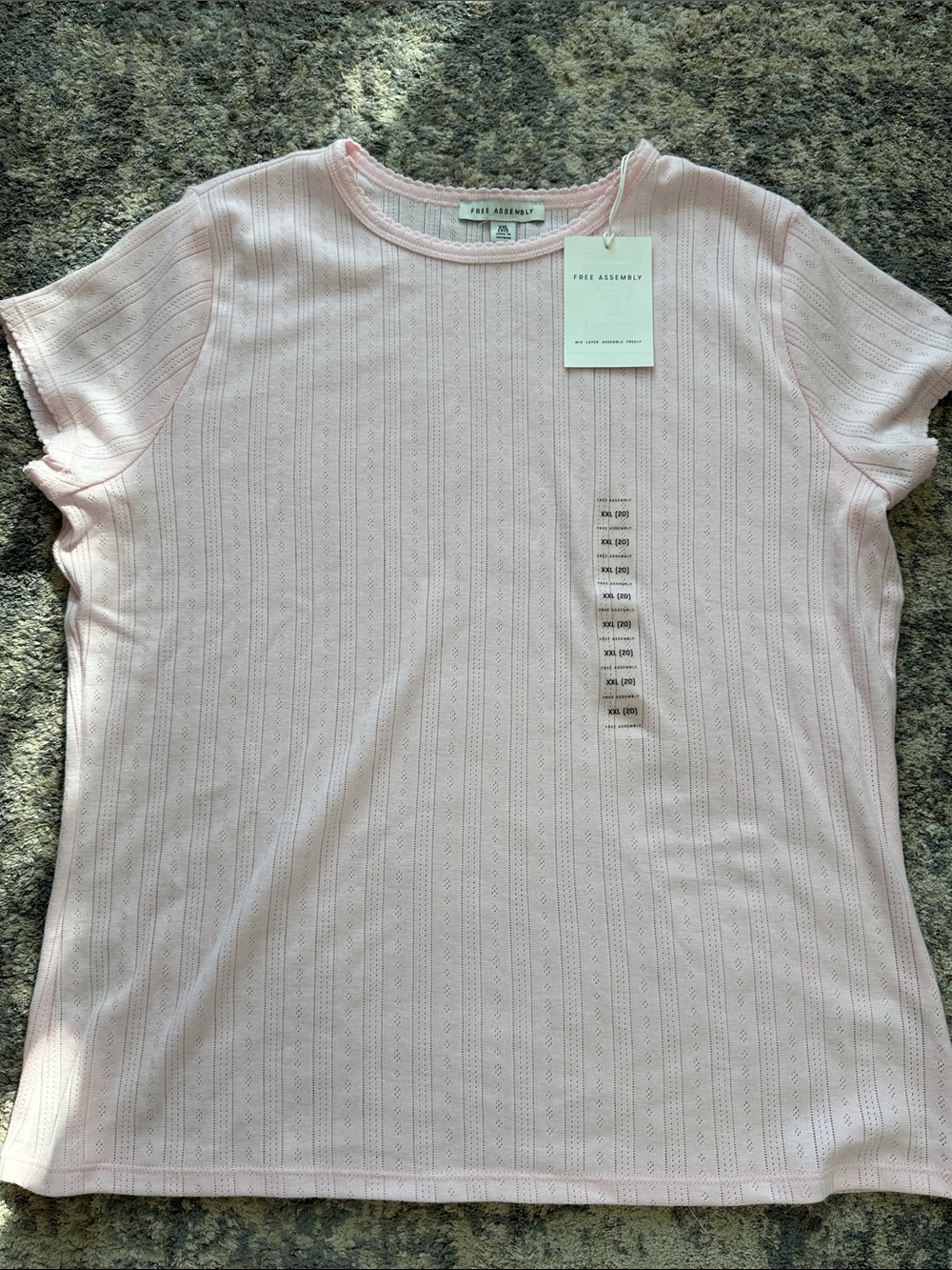 Free Assembly Pink Short Sleeve Eyelet Tee